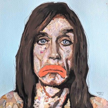 Painting Iggy Pop by G.C.Popartist | Painting Pop-art Acrylic, Gluing, Ink, Oil, Paper, Upcycling Music, Pop icons, Portrait