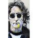 Painting John Lennon by G.C.Popartist | Painting Pop-art Pop icons Oil Acrylic Gluing Upcycling Paper