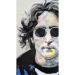 Painting John Lennon by G.C.Popartist | Painting Pop-art Pop icons Oil Acrylic Gluing Upcycling Paper