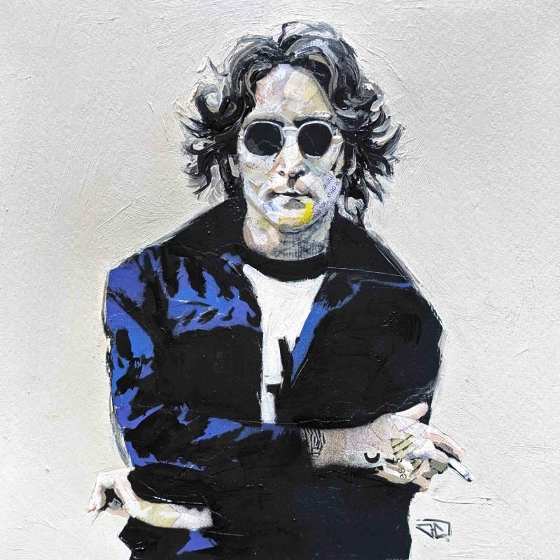 Peinture John Lennon par G.C.Popartist | Tableau Pop-art Acrylique, Collage, Huile, Papier, Upcycling Icones Pop