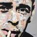 Painting Jacques Brel by G. Carta | Painting Pop-art Portrait Music Pop icons Acrylic Gluing Ink Upcycling Paper