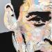 Painting Jacques Brel by G. Carta | Painting Pop-art Portrait Music Pop icons Acrylic Gluing Ink Upcycling Paper