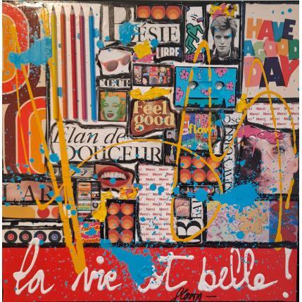 Painting La vie est belle by Costa Sophie | Painting Pop-art Acrylic, Gluing, Upcycling