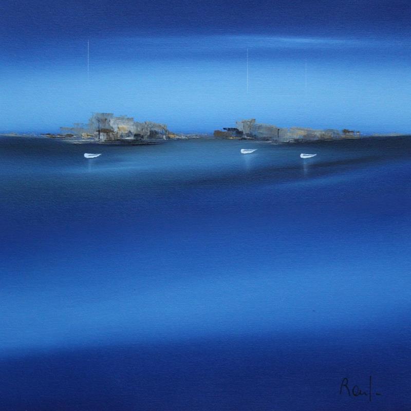 Painting Impression marine 71 by Roussel Marie-Ange et Fanny | Painting Figurative Marine Minimalist Oil