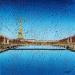 Peinture Une nuit au pont Alexandre III par Dessapt Elika | Tableau Impressionnisme Paysages Urbain Architecture Acrylique Sable