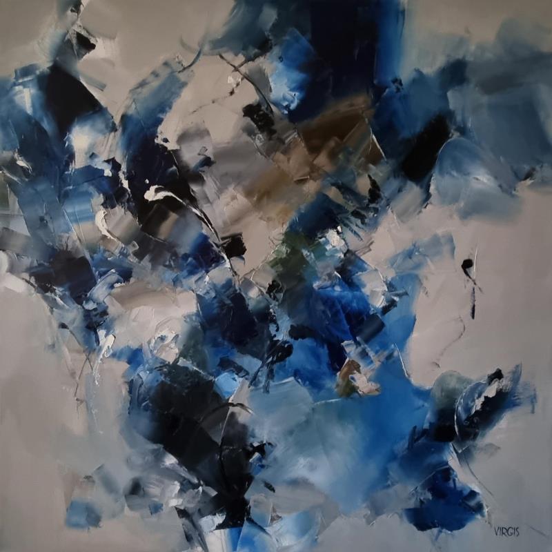 Peinture Windswept blue par Virgis | Tableau Abstrait Huile Minimaliste