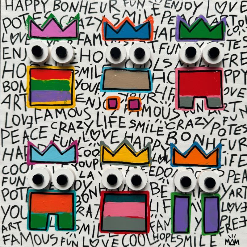 Gemälde HAPPY POTES von Mam | Gemälde Pop-Art Porträt Gesellschaft Alltagsszenen Acryl