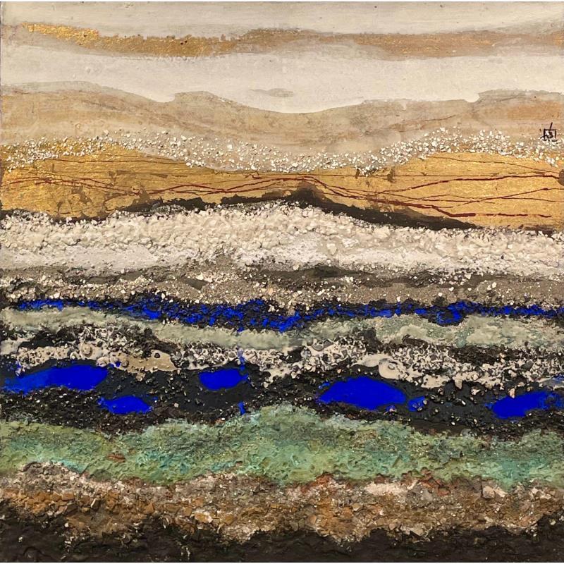 Painting Green Sediments by Boiteux Etienne | Painting Abstract Acrylic, Gold leaf