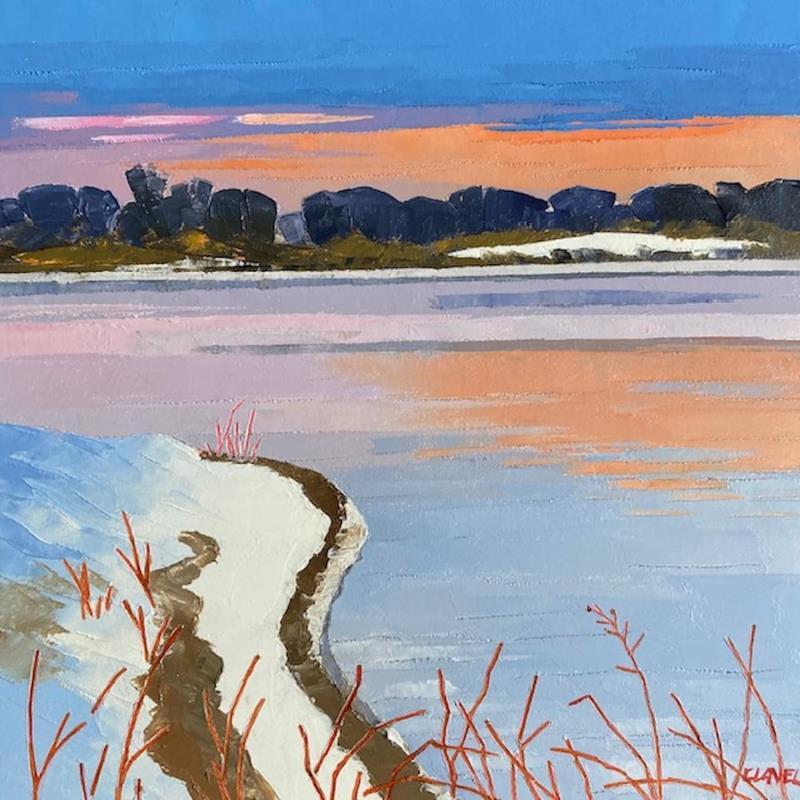 Peinture Couchant hivernal par Clavel Pier-Marion | Tableau Impressionnisme Bois, Huile Paysages