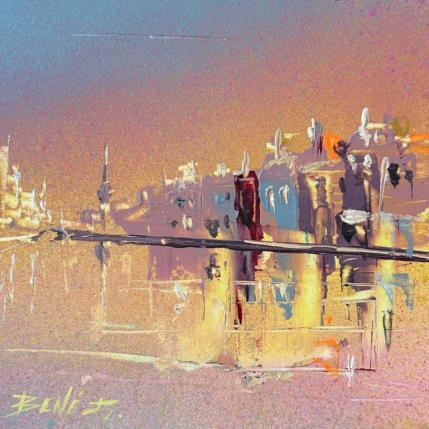 Painting golden reflections on frosty nights by Rodrigues Bené | Painting Figurative Acrylic Urban