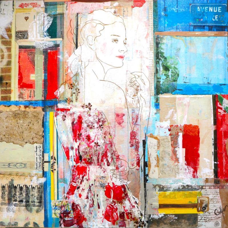 Peinture AME de TAFFETAS par Sablyne | Tableau Art Singulier Acrylique, Bois, Collage, Encre, Feuille d'or, Graffiti, Papier, Pastel, Pigments, Upcycling Portraits, Scènes de vie