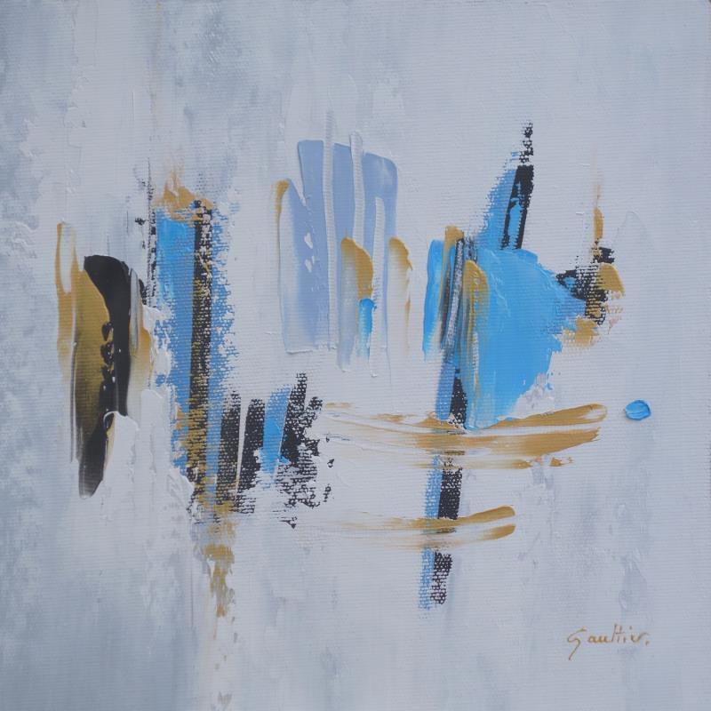 Painting En bleu et or by Gaultier Dominique | Painting Abstract Oil Minimalist