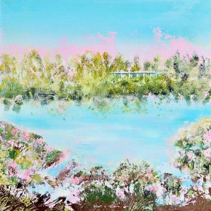 Peinture Et au milieu coule une rivière par Autelin Florence | Tableau Figuratif Acrylique Architecture, Nature, Paysages