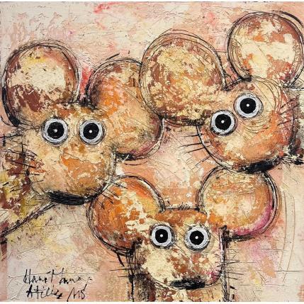 Painting 3 souris by Maury Hervé | Painting Raw art Animals