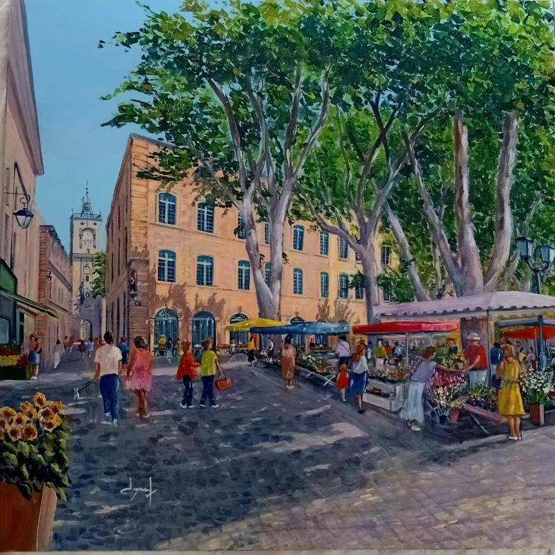 Painting Place  Richelme à Aix  en  Provence  by Degabriel Véronique | Painting Realism Oil Landscapes, Life style, Urban