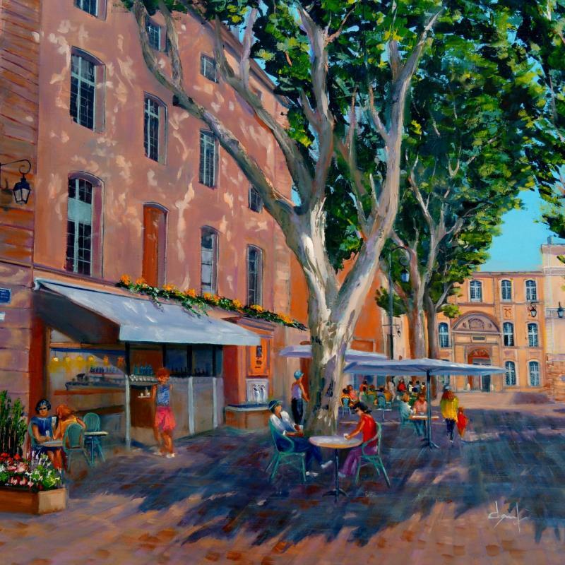 Painting Place de l'archevêché à Aix en Provence  by Degabriel Véronique | Painting Figurative Oil Landscapes, Life style, Urban