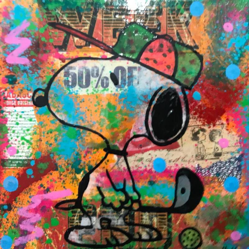 Painting Snoopy golf by Kikayou | Painting Pop-art Pop icons Graffiti Acrylic Gluing