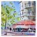 Gemälde place de café au soleil von Bailly Kévin  | Gemälde Figurativ Urban Architektur Aquarell Tinte