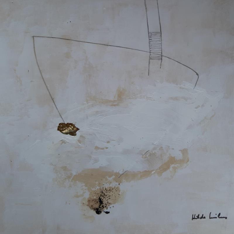 Peinture abstract white A 135 par Wilms Hilde | Tableau Abstrait Acrylique, Collage, Feuille d'or