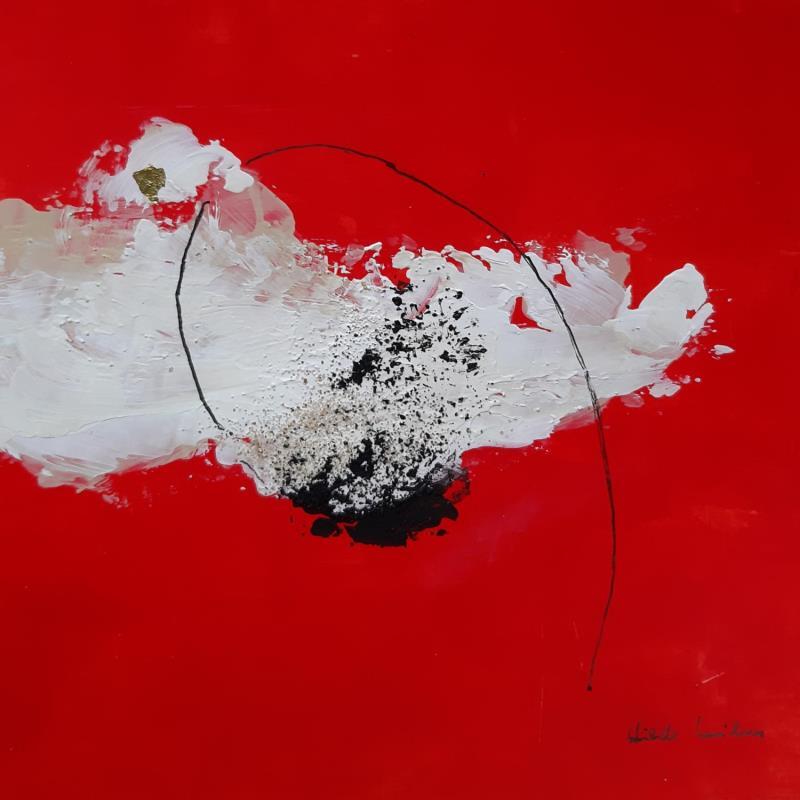 Gemälde abstract red A 136 von Wilms Hilde | Gemälde Abstrakt Acryl Collage Blattgold