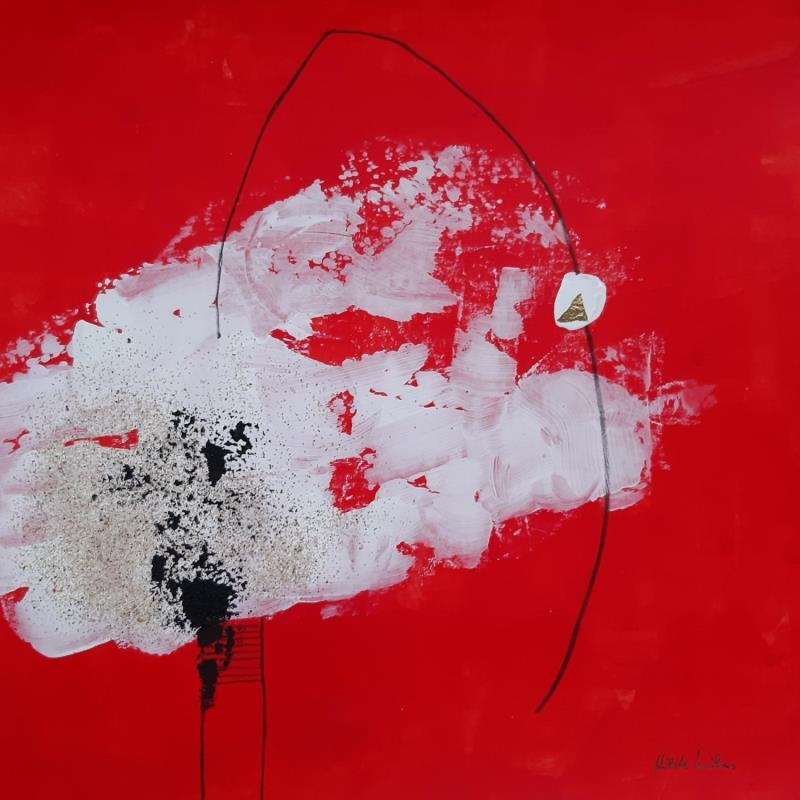 Painting Abstract red B 128 by Wilms Hilde | Painting Abstract Acrylic, Cardboard, Gluing, Gold leaf Pop icons