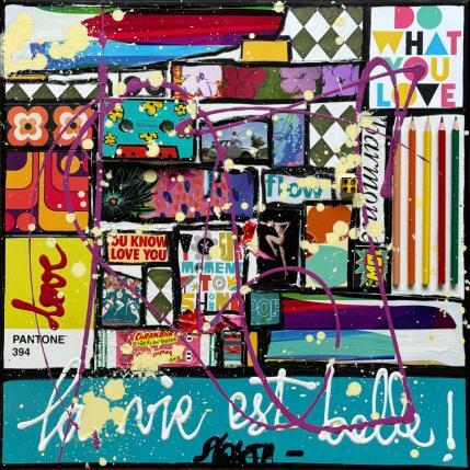 Gemälde La vie est belle! von Costa Sophie | Gemälde Pop-Art Acryl, Collage, Upcycling