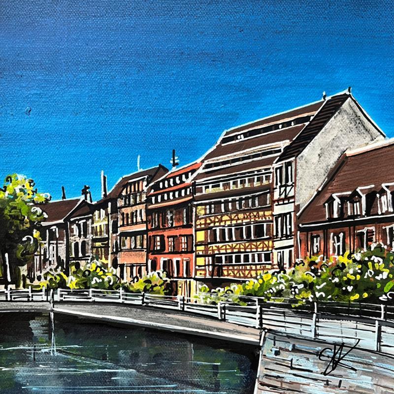 Painting Immeuble Strasbourgeois et la passerelle des anciennes glacières by Touras Sophie-Kim  | Painting Realism Acrylic Architecture, Landscapes, Pop icons, Urban