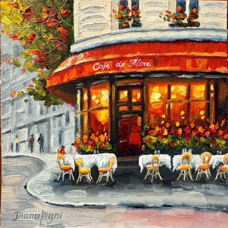 Peinture Cafe de Flore of My Dreams par Pigni Diana | Tableau Figuratif Huile Architecture, Scènes de vie, Urbain