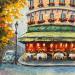 Painting Early Morning at Café de Flore by Pigni Diana | Painting Figurative Urban Life style Architecture Oil