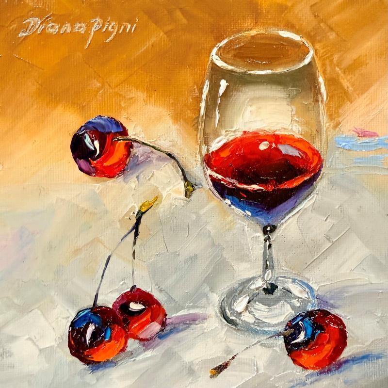 Painting A Glass of Wine by Pigni Diana | Painting Figurative Oil Life style, Society, Still-life