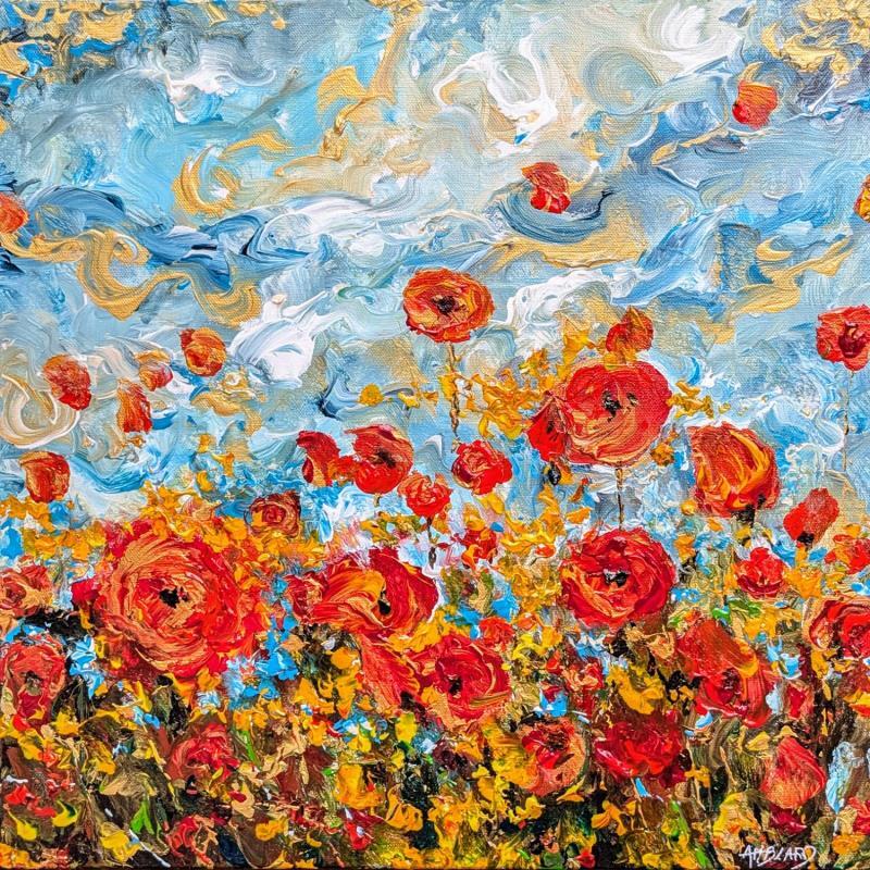 Peinture Coquelicots dansants par Amblard Florence | Tableau Impressionnisme Paysages Nature Acrylique