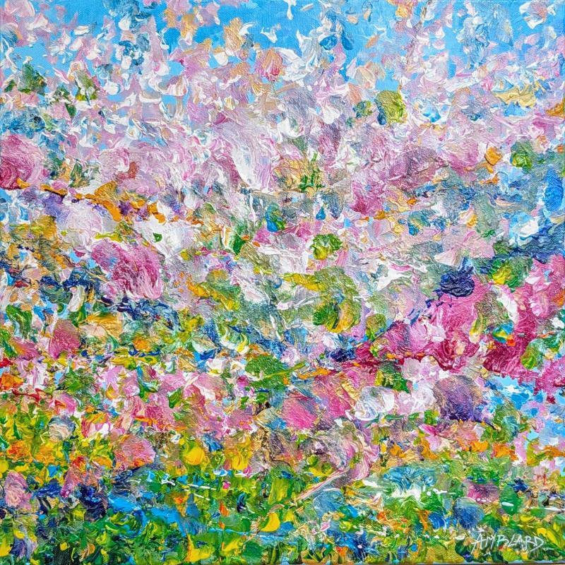 Peinture Fleurs de cerisier abstraites par Amblard Florence | Tableau Impressionnisme Nature Acrylique