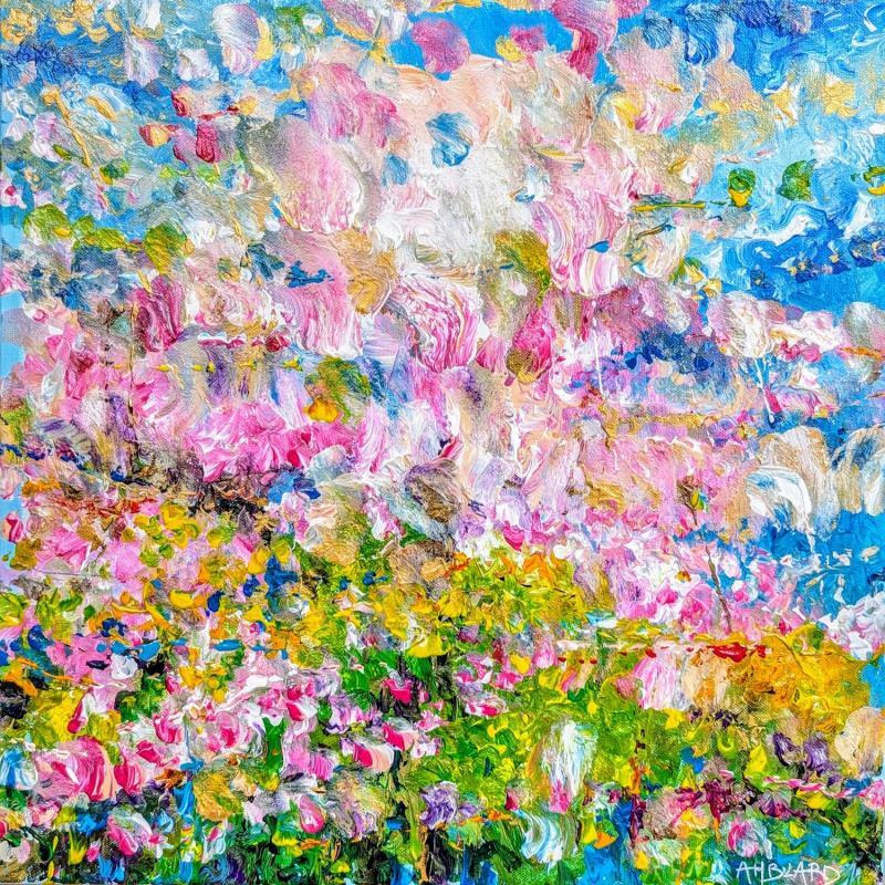 Peinture pétales de fleurs de cerisier par Amblard Florence | Tableau Impressionnisme Paysages Nature Acrylique