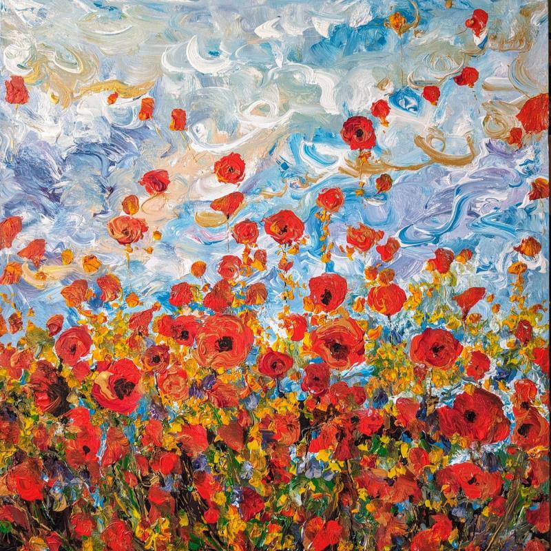 Peinture Dance de coquelicots par Amblard Florence | Tableau Impressionnisme Paysages Nature Acrylique