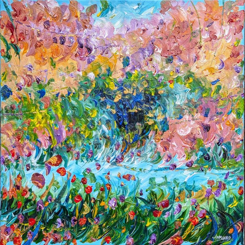 Peinture Jardin de fleurs par Amblard Florence | Tableau Impressionnisme Paysages Nature Acrylique