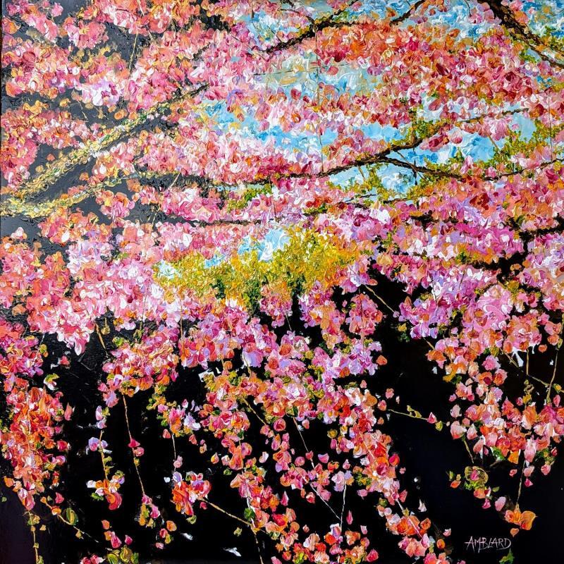 Peinture Fleurs de cerisier par Amblard Florence | Tableau Impressionnisme Acrylique Nature, Paysages