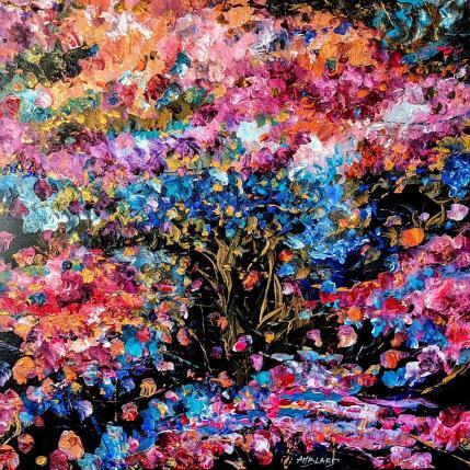 Peinture Jardin fleuri dans la nuit par Amblard Florence | Tableau Impressionnisme Acrylique Nature, Paysages