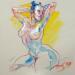 Painting Méline pin-up by Brunel Sébastien | Painting Figurative Nude Watercolor