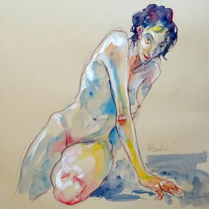 Painting Jeanne mystère by Brunel Sébastien | Painting Figurative Watercolor Nude