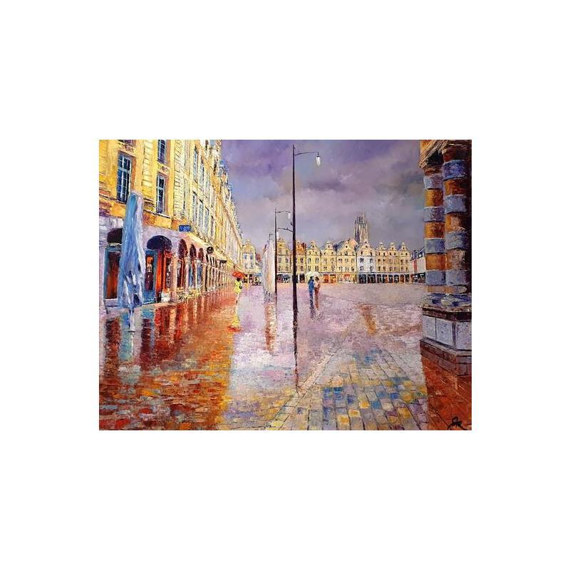 Painting Place des Héros by Rigaux Régis | Painting Figurative Oil Urban