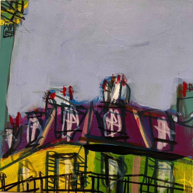 Painting Un ciel de dragée by Anicet Olivier | Painting Figurative Acrylic, Pastel Architecture, Urban
