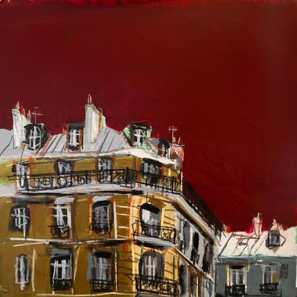 Painting L'automne sonne à notre façade  by Anicet Olivier | Painting Figurative Acrylic, Pastel Architecture, Urban