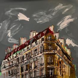Painting L'hiver sonne à notre façade  by Anicet Olivier | Painting Figurative Acrylic, Pastel Architecture, Urban