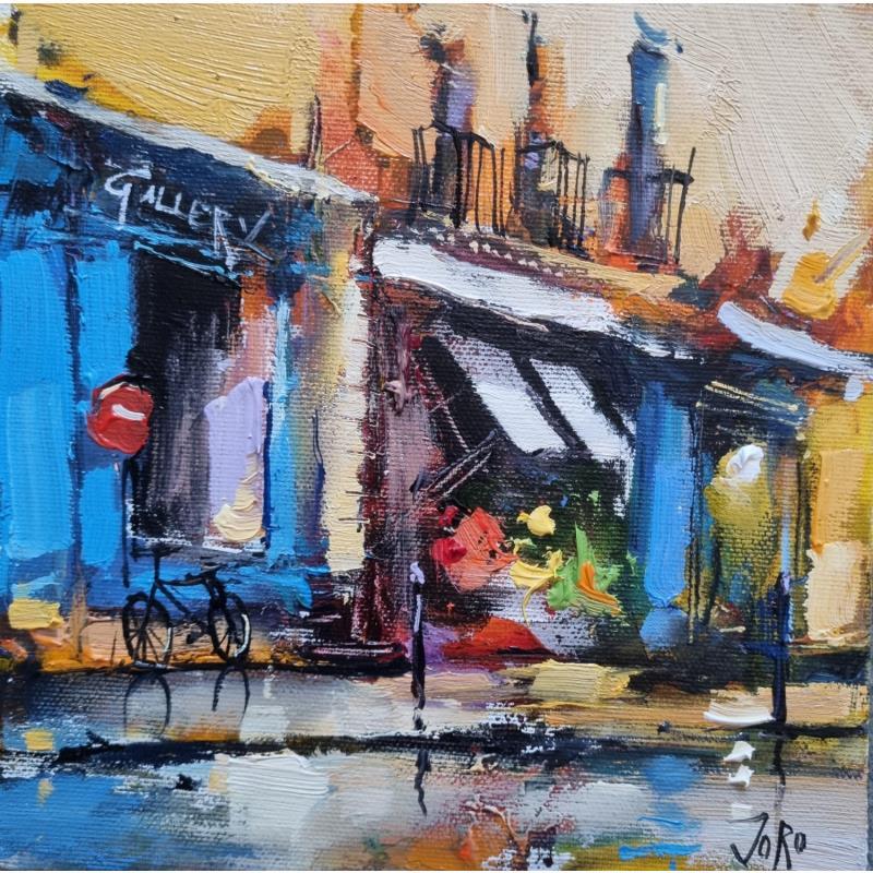 Peinture After the rain par Joro | Tableau Figuratif Urbain Huile