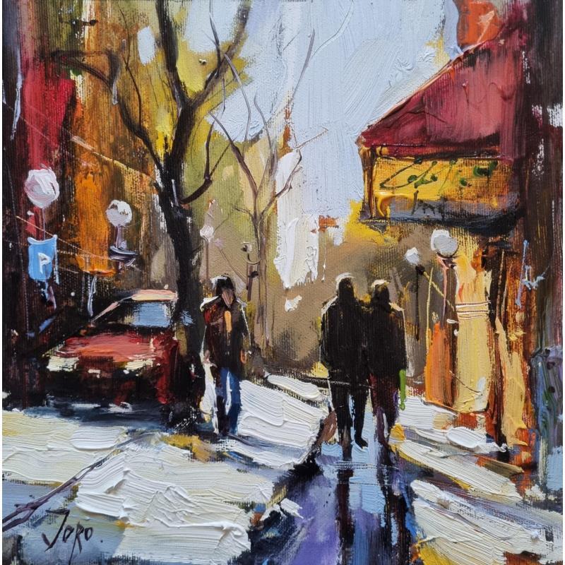 Painting Snowy Montreal by Joro | Painting Figurative Urban Oil