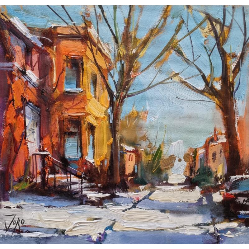 Peinture Winter morning par Joro | Tableau Figuratif Urbain Huile