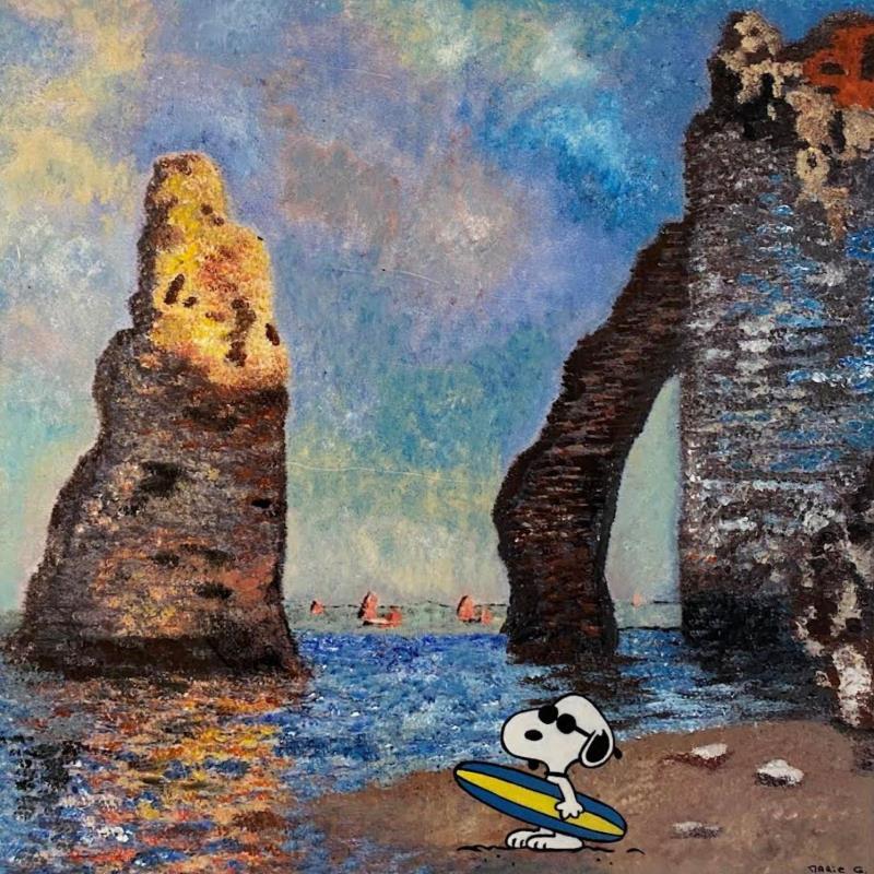 Painting Surf à Etretat by Marie G.  | Painting Pop-art Acrylic Pop icons