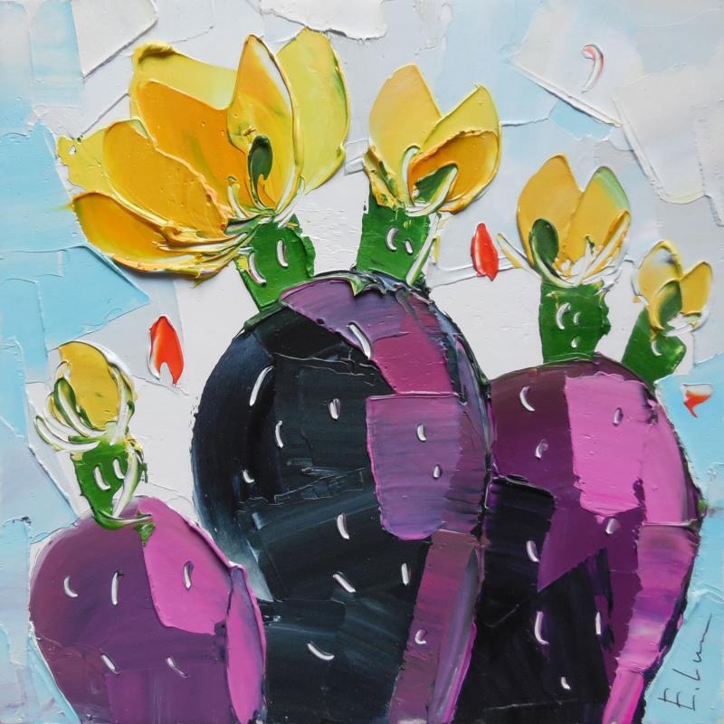 Painting Purple prickly pear by Lunetskaya Elena | Painting Figurative Landscapes Nature Minimalist Oil