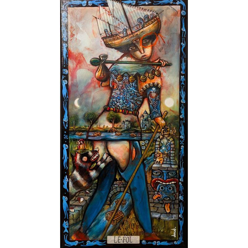 Painting Carte de Tarot-Le Fol by Doudoudidon | Painting Raw art Acrylic Landscapes, Portrait, Society