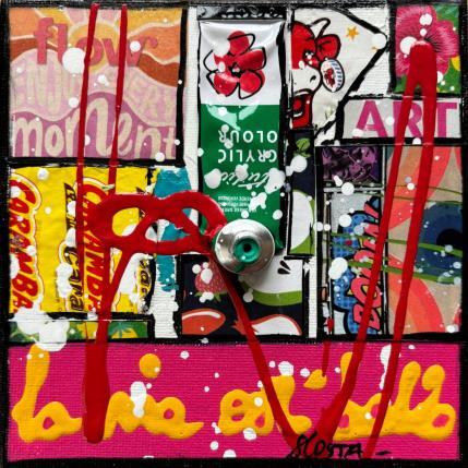 Gemälde La vie est belle ! von Costa Sophie | Gemälde Pop-Art Acryl, Collage, Upcycling